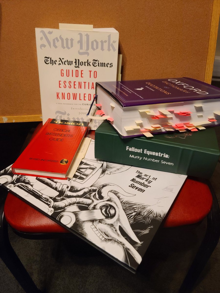 Been doing a HECK-TON of work on "FoE: The Badlands", but not too much actual writing, until (hopefully) tonight. Pictured is some of my physical research and reference material. *cracks knuckles* I'm coming for you Chapter Five! (Ch. 4 is awaiting final edits)
