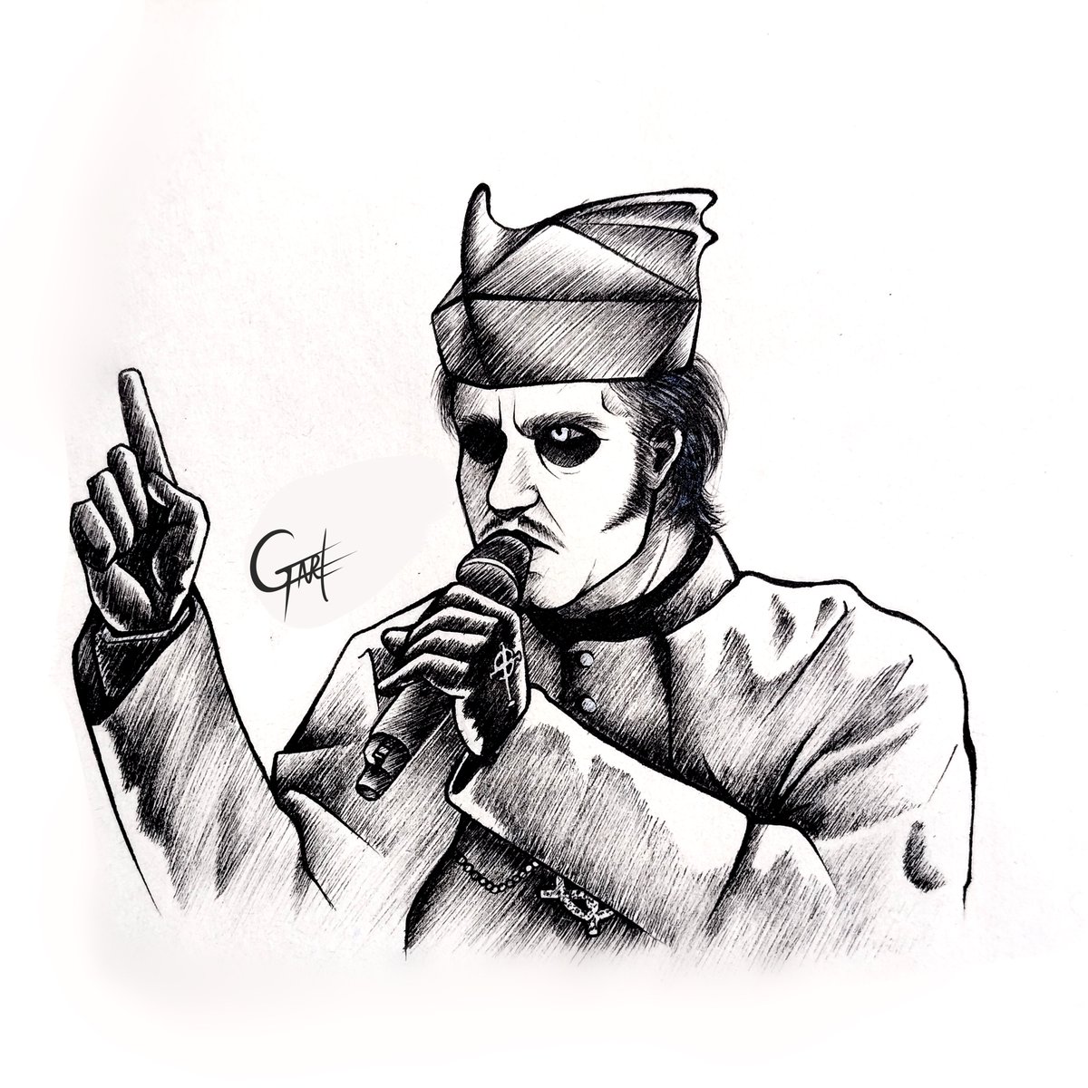 Hi! Here a traditional drawing of Cardinal Copia 🐀 I love this man 🥹

#Ghost #Ghostbc #TheBandGhost #GhostBand #CardinalCopia #CopiaGhost #Cardi #GhostCopia #GhostCardi #PapaEmeritus  #Prequelle #Fanart #GhostFanart  #Ilustration #TraditionalART #Ink #InkDrawing #Drawing