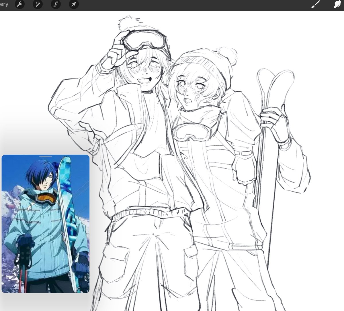 ryojidearest's tweet image. doodle of my sillies from months ago 🩵 #persona3 #ryomina