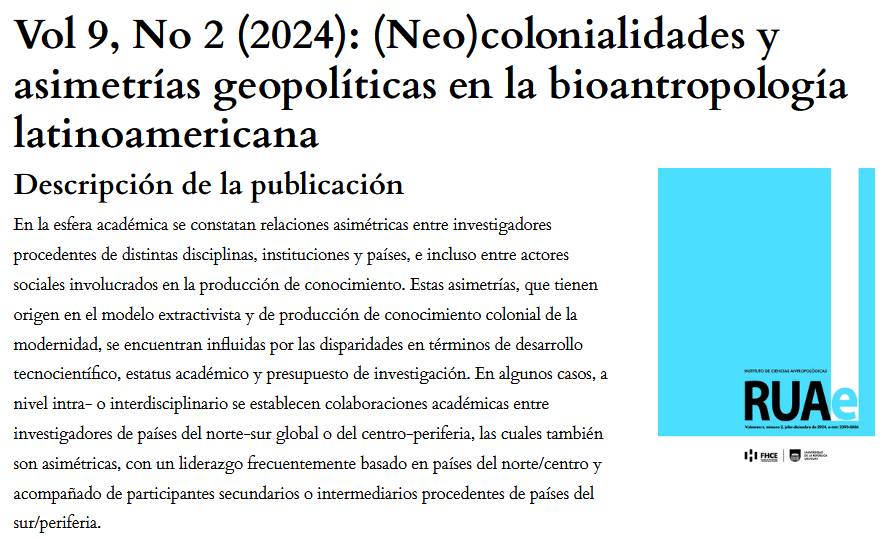 El  año pasado con <a href="/lumilapm/">Lumila Paula Menéndez</a> y <a href="/_barnavi/">Bernardo Yañez</a> nos propusimos armar este dossier, que finalmente salió en la Revista Uruguaya de Antropología y Etnografía. Les invito a explorarlo ya que —modestia aparte— salió  un volumen bastante potente:
ojs.fhce.edu.uy/index.php/reva…