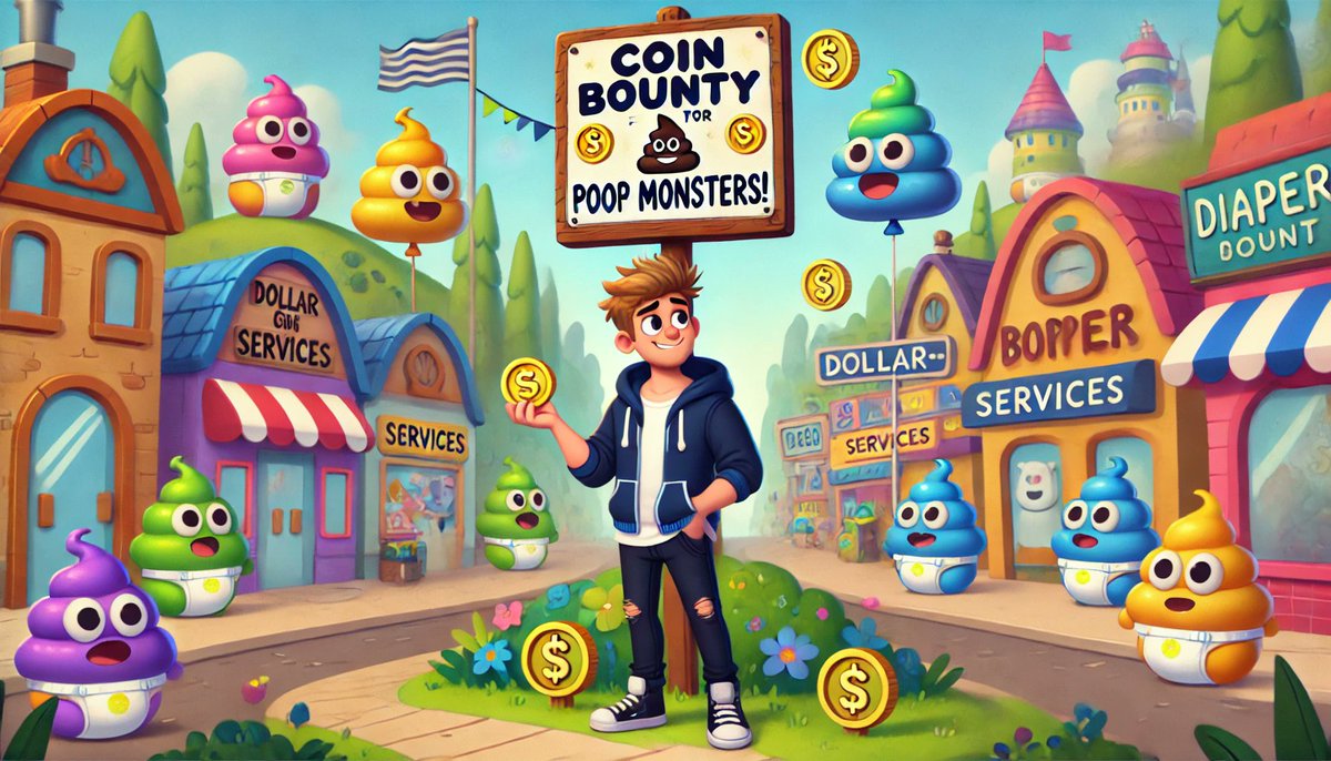DIAP_COIN's tweet photo. Dad explores the bustling, colorful streets of Diaperland, he notices a sign: "Coin Bounty for Poop Monsters!" 🪙 The cheerful inhabitants explain that defeating these rascals could earn him enough coins to buy those essential diapers Adventure awaits on the outskirts of town! https://t.co/SmFWd8QXJF
