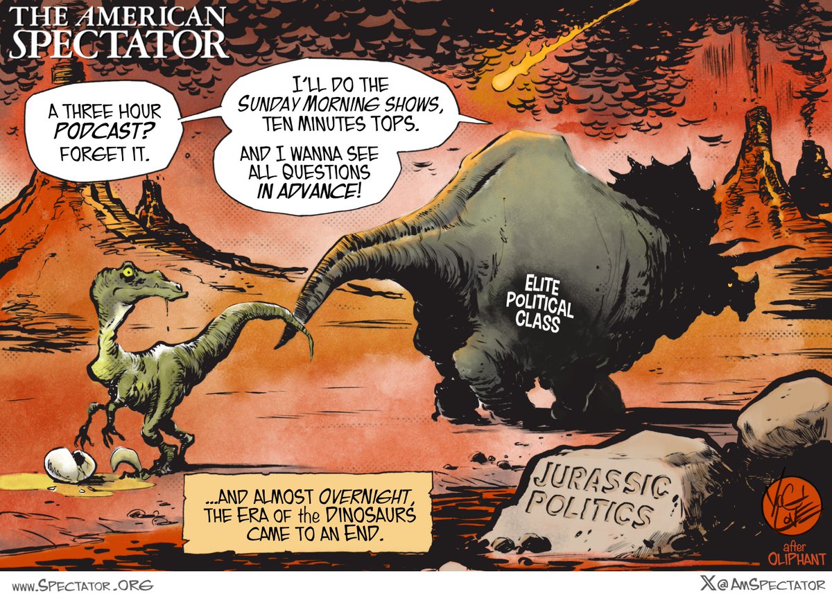 jmgraceland's tweet image. After Trump Inc. rewrote the political playbook.  I'll call this American Spectator cartoon, "The End of an Era".

#MAGA2024