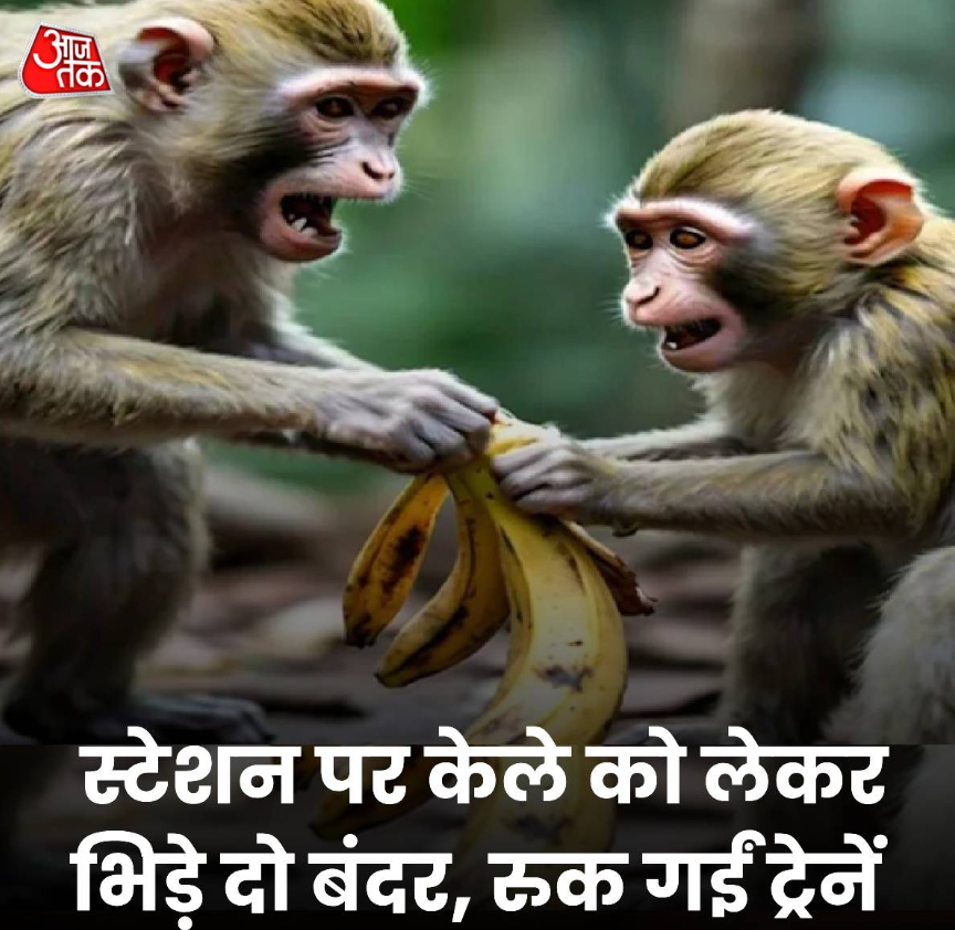 Talk_Priyanshu's tweet photo. बिहार के समस्तीपुर स्टेशन से अजीबो-गरीब मामला सामने आया है.जहां केले को लेकर दो बंदरों के बीच लड़ाई हो गई.जिससे रेल सेवाएं सेवाएं कुछ देर के लिए बाधित हो गई.इस बात की जानकारी अधिकारियों ने रविवार को एक न्यूज एजेंसी को दी!

#MonkeyFight #Bihar #ViralNews #IndianRailways https://t.co/uGGp2UEca5