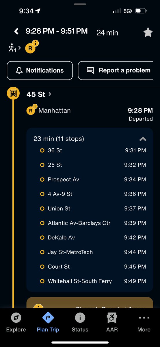 ChrisKprguy's tweet photo. Why is the new and improved @MTA app the only one that is ALWAYS wrong about @NYCTSubway routes? It has no idea about closures or route changes. So typical. https://t.co/XAhwVDLkF5