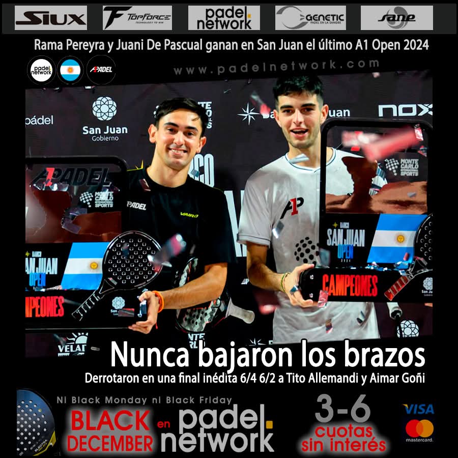 A pura emoción terminaron en San Juan Rama Pereyra y Juani De Pascual. Se debían un título juntos y la victoria llegó en el último Open: 6/4 6/2 a Allemandi-Goñi. Había sido Tito quien convocó al marplatense al circuito y hoy se encontraron en su 1° final.
padelnetwork.com/a1padel/2024/d…