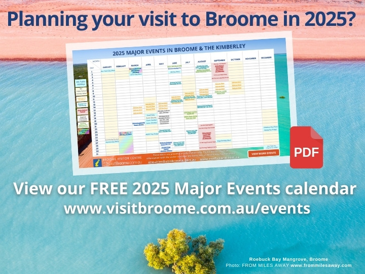 The Visit Broome 2025 Major Events in Broome &amp; The Kimberley is a handy pdf with links to details for each event. This is a free planning resource created by the Broome Visitor Centre. Download a copy here > visitbroome.com.au/activities/bro…   #visitbroome  <a href="/BroomeShire/">ShireOfBroome</a> <a href="/austnorthwest/">Australia's North West</a>