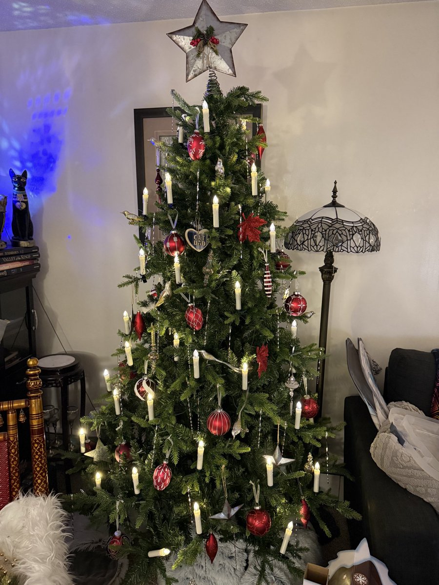 jasoncalg's tweet photo. @ThatOtherJJ A bit modern traditional, all tin ornaments with remote control candles, lol https://t.co/QDq4P95yfa