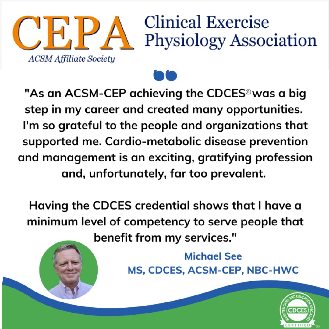 Are you looking to increase your marketability as a clinical exercise physiologist? Consider earning the Certified Diabetes Care and Education Specialist (CDCES) credential. The CDCES can help expand your career opportunities! 
Learn more: cbdce.org/eligibility