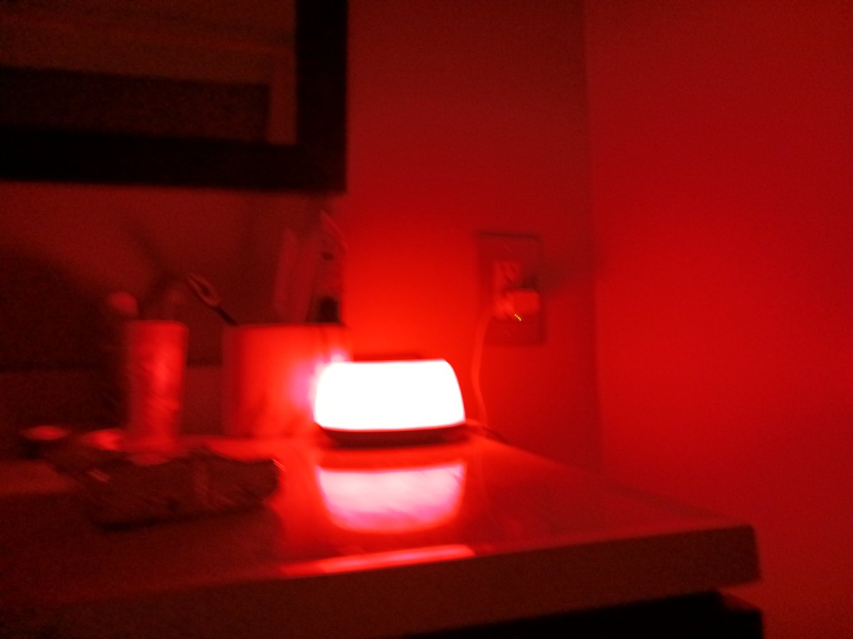 KDripps17's tweet photo. Watching @SamGolbach and @ColbyBrock video "ANNABELLE: The Demonic Doll Changed Us Forever." What I didn't realize was as I'm watching it, the light next to me is red. 😨 https://t.co/svNZbj2c2B