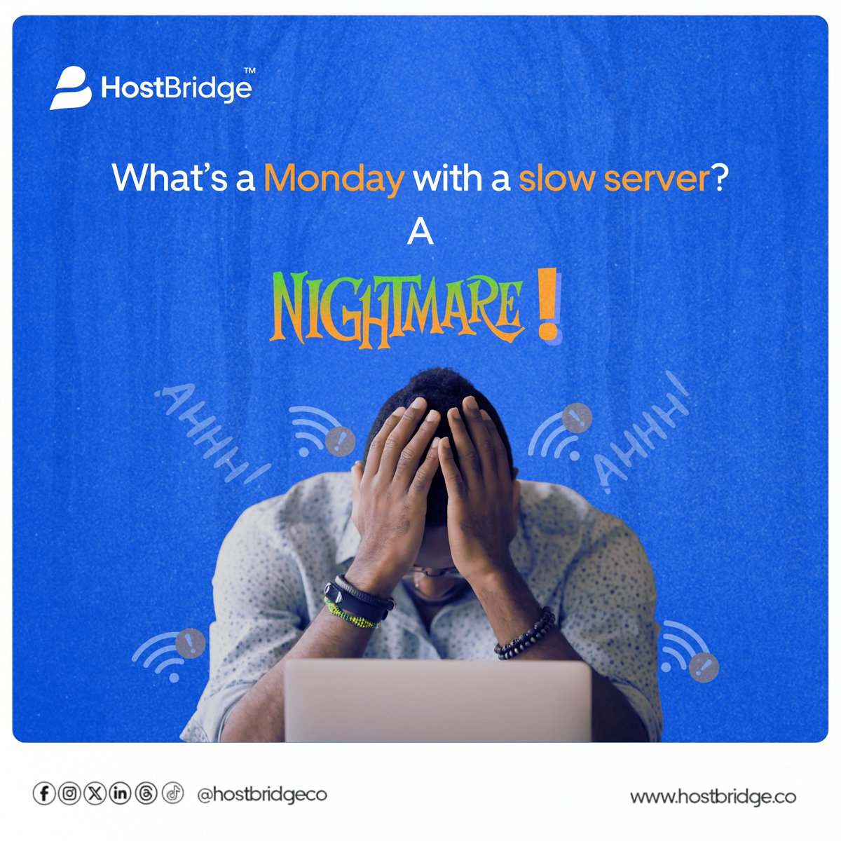 tryhostbridge's tweet photo. Don't start your week with a slow website. Get onboard with Hostbridge, we have you covered.

#HostBridge https://t.co/O3aFADHsRn