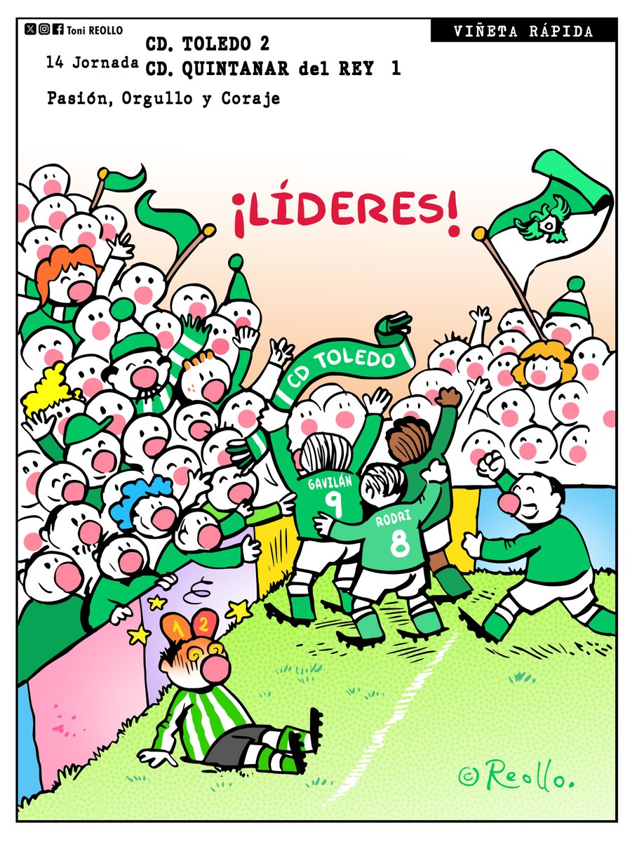 <a href="/ToniReollo/">Toni Reollo</a>
Jornada 14.  🔥🔥🔥 -  #CDToledo #QuinatardelRey #Toledo #lider #aficion #3Federacion #3RFEF #Futbol #Humor #Reollo #ToniReollo
