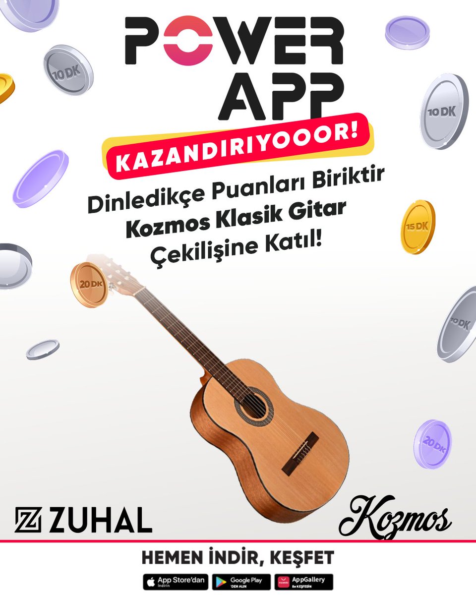 PowerAppWorld's tweet image. Dinledikçe puanları biriktir, Zuhal Müzik Kozmos Klasik Gitar çekilişlerine katılma şansı yakala!📣 

#PowerApp #Kazandırıyor