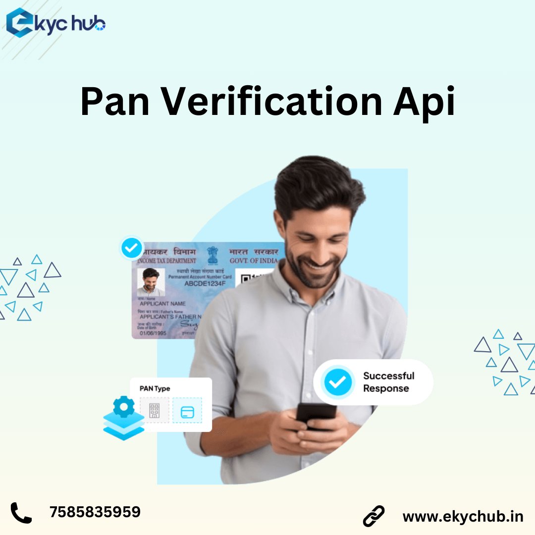 ekyc_hub's tweet image. Supercharge your verification process with our PAN Verification API. Instant, accurate, and secure validation of PAN details to ensure compliance, reduce fraud, and enhance trust—all with a single API call. #panverificationapi #ekychub #KYCVerificationAPI #identityverification