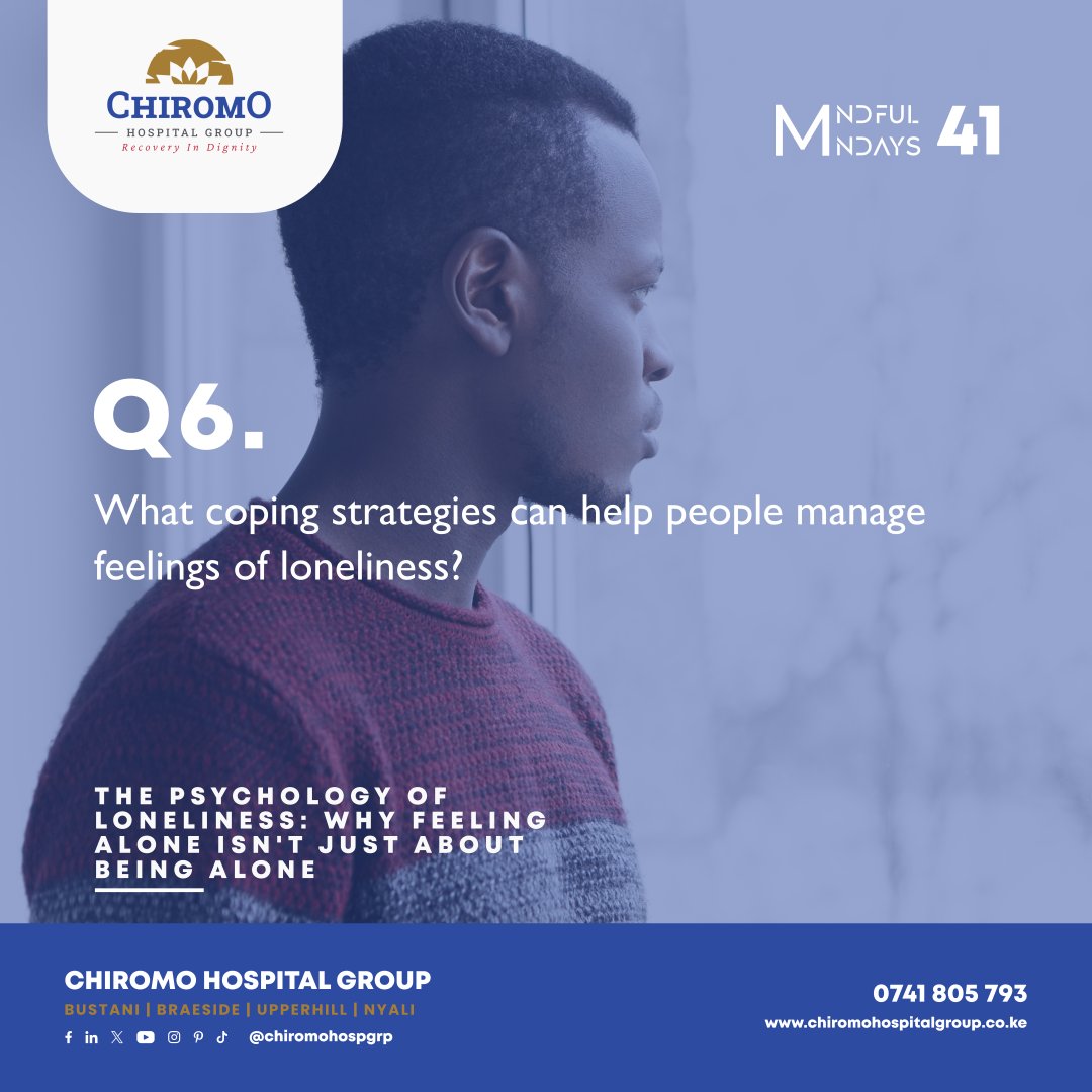 ChiromoHospGrp's tweet photo. Q6. What coping strategies can help people manage feelings of loneliness?
@CarolsammyG @KagayaTracy @Khannafisa07 @Muthoni_mk @w_mwangi19
#mentalhealth #loneliness #psychology #festive #mentalhealthawareness #YourMentalHealthFirst #MyMentalHealthFirst #Tufunguke https://t.co/Qkme3DYuTi