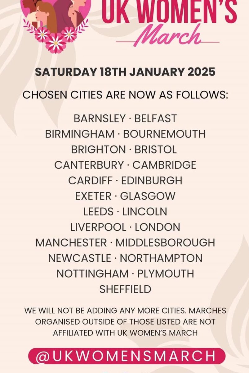 #SaveTheDate women.
There are women’s marches on Sat 18th Jan in lots of UK cities.

All you adult human females out there, this is for us women. 😎
Yay!!! See you there @UKWomensMarch ✊🏻

#TransWomenAreConMen