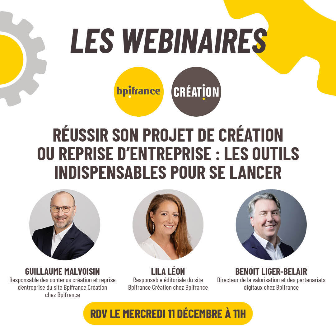 Inscrivez-vous au webinaire de @bpifrance du 11/12 à 11h pour découvrir ou redécouvrir Mon Pass Créa, la boîte à outils indispensable du créateur et repreneur, qui vous aide à construire votre projet de création ou reprise de A à Z.

👉 app.livestorm.co/bpifrance-fran…