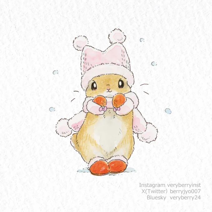 うさぎさんのクリスマスサンタさんとおそろいの手袋なの 
