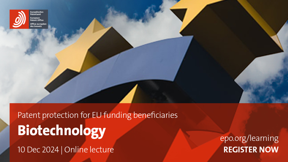 🔬 Calling all researchers, innovators &amp; tech transfer officers in #Biotech!

Join our free online lecture tomorrow with <a href="/IPRHelpdesk/">European IP Helpdesk</a> to learn how to protect your EU-funded biotech projects using effective patent strategies.

🔗 Register now: bit.ly/4fhC2dW

#IPTraining