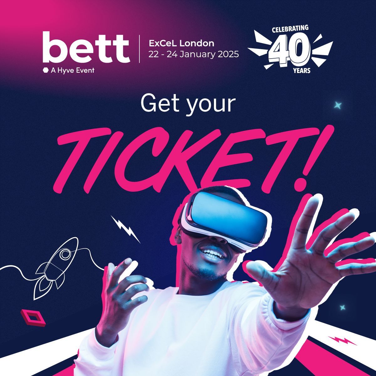 Don’t forget - it's almost time for Bett! 

Join us at the biggest week in education this January - Bett 2025 takes place from 22-24 Jan 2025 at London ExCeL.

Get your ticket today! 

buff.ly/3CRpkEs

#edtech #cloud #technology