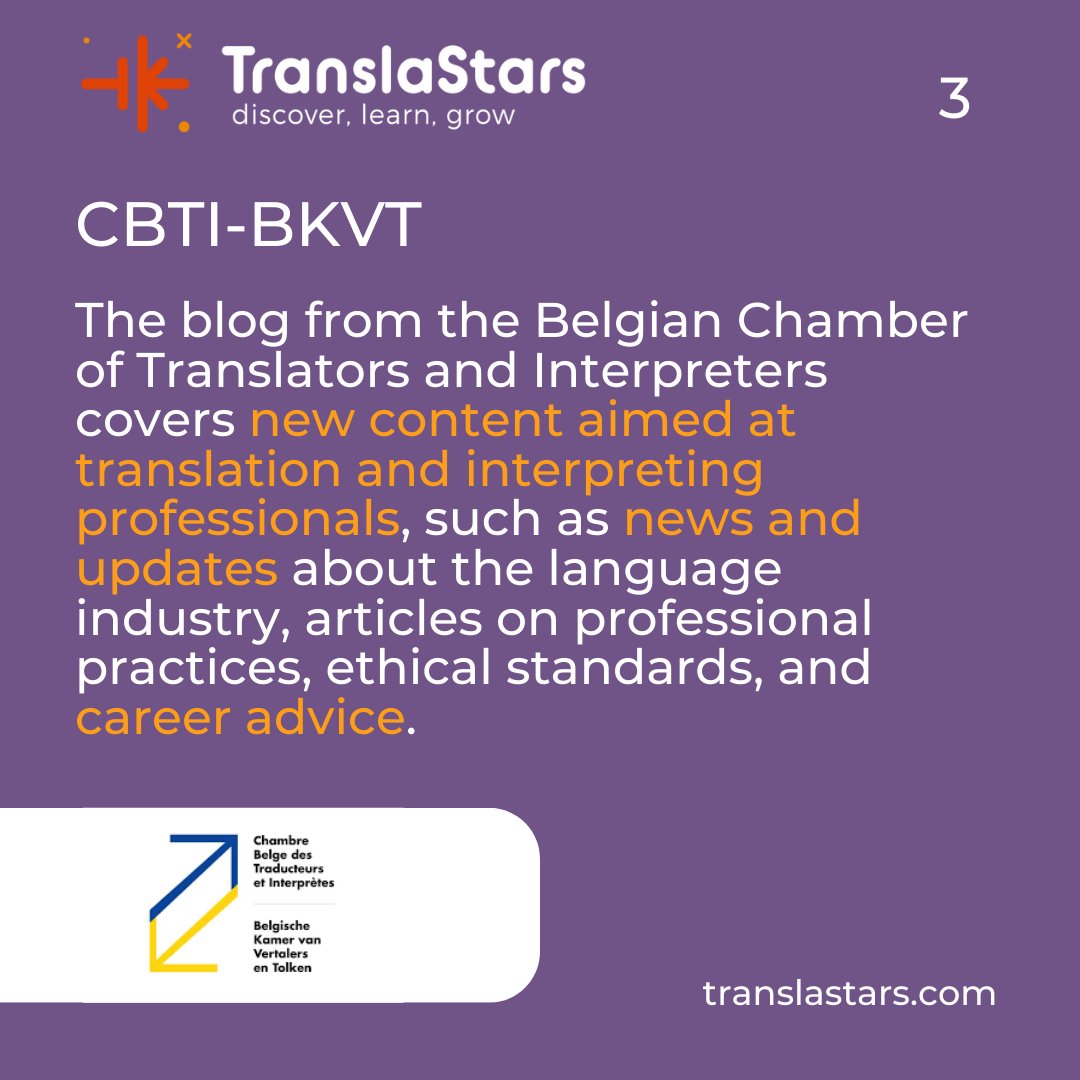 TranslaStars's tweet image. 🌟Discover the hidden gems of #TranslationBlogs!
Dive into industry trends, tips &amp;amp; more:
📚 Ri.Tra: ritra.it
🌐 APTIC: aptic.cat/blog/
💡 CBTI-BKVT: cbti-bkvt.org/en/blog/
🗣️ AMI: milanointerpreti.net/blog/

Know more? Share them below! ⬇️