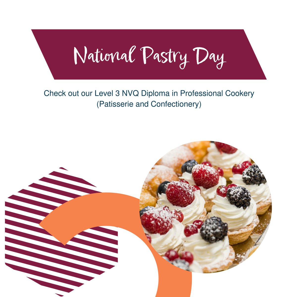 It's National Pastry Day! 🍰

Celebrate with us and deliver our Level 3 NVQ Diploma in Professional Cookery (Patisserie and Confectionery). 🎓

This qualification will teach your learners the skills and knowledge they need to become a professional pastry chef. They'll learn how