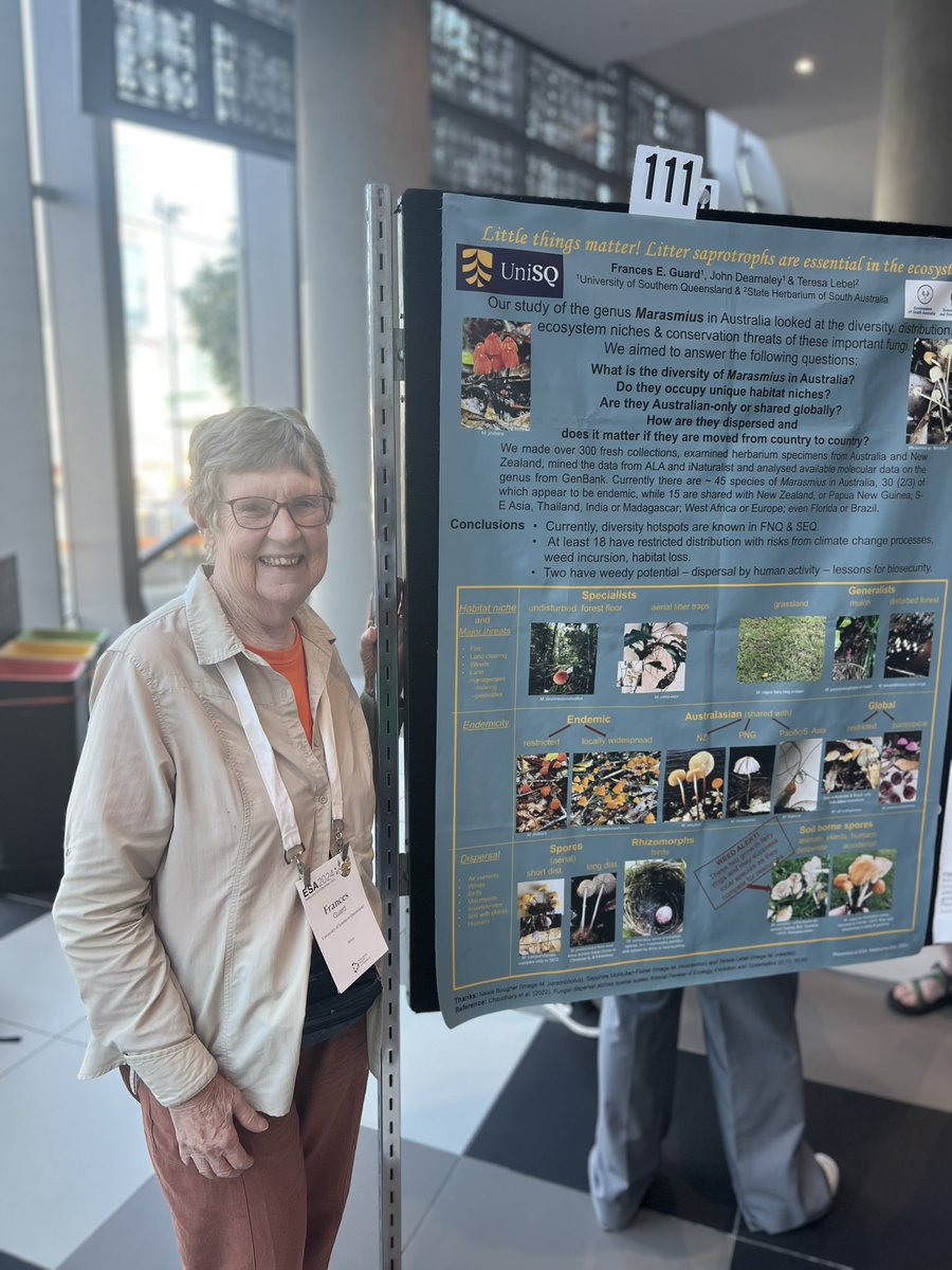 PhD candidate Frances Guard is presenting a poster on saprothrophic soil fungal diversity in Australia <a href="/EcolSocAus/">Ecological Society of Australia</a> annual conference #ESAus2024 🍄