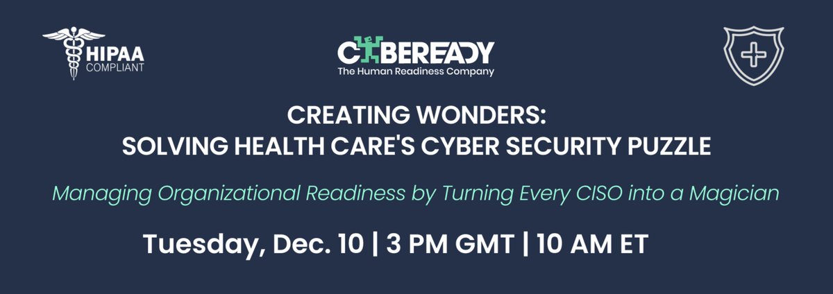brcyrr's tweet photo. You know, the healthcare sector has become the top target for cybercriminals, facing more attacks than any other industry.🤦🏻‍♀️ In 2023 alone:

- Over 200 breaches affected 89 million individuals, exposing sensitive patient data.
- Ransomware payouts in healthcare averaged $1.5 million, with total demands exceeding $450 million.
- A 35% surge in data breaches was reported in the first half of 2024, highlighting the growing sophistication of threats.
- Despite ongoing efforts, 46% of employees still fall prey to phishing emails, and traditional training methods fail to create engagement or readiness.

Healthcare organizations need a new approach that addresses this high—stakes industry's unique challenges.👩🏻‍💻 Today, I have a great webinar suggestion that will help you gain perspective on this topic❗️

Credit: @CybeReady 🌟🙌🏻

Event details are as follows;

⏰ Tuesday, Dec. 10 | 3 PM GMT | 10 EM ET

🔗 https://t.co/VXMu8ueEdI

Hurry up so you don't miss this great webinar❗️💃🏻

Have a nice week ♥️🎄

#cybersecurity #infosec #employeeengagement #cybersecurityawareness #cyberawareness #healthcare #risks #healthcaresector #ransomware #phishing #trainingmethods #resourcesharing #webinar #learningeveryday