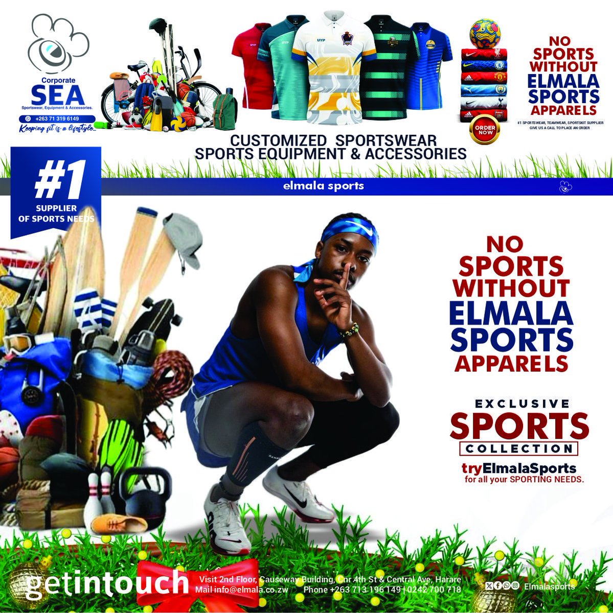 Start ordering your 2025 Athletics kits and equipment from Elmala Sports. We are ready to take in your orders for the best sports gear.
Get in touch with Elmala Sports for all your Sporting needs.