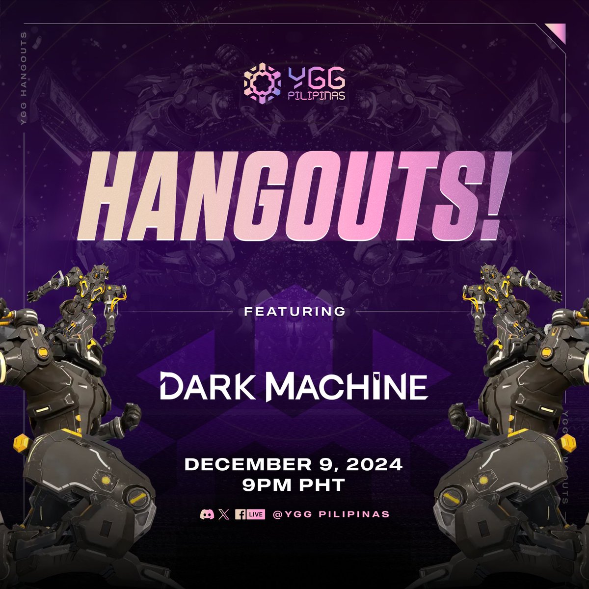 Seize the dark, where stark legends are born. 🌟 As the Web3 esports scene  continues to grow, discover its potential at the upcoming YGG PH Hangouts  featuring @DarkMachineGame. 🎮 Gear up and