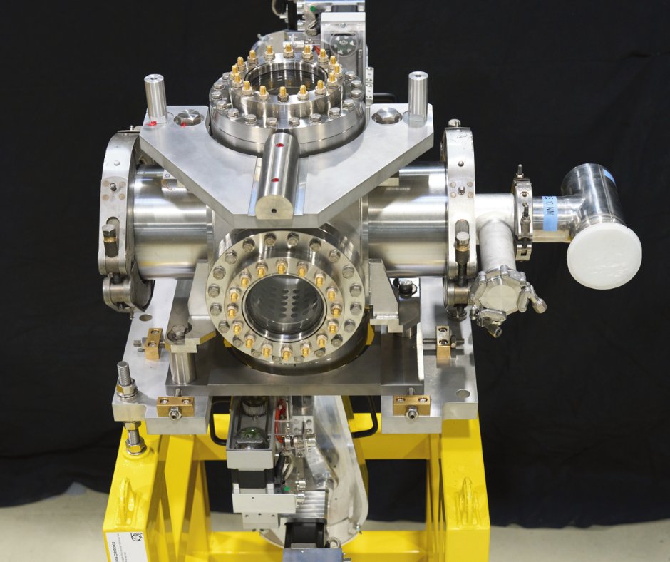 CERN's tweet photo. Here we see the new version of the Super Proton Synchrotron (SPS) scraper, a protection system that uses two movable graphite blades to scrape the halo of the proton beam – particles hovering outside the beam – before its injection into the Large Hadron Collider (LHC).

The high-luminosity upgrade of the LHC will result in brighter beams and thus will require improved injection protection systems. #HiLumiLHC

Find out more about CERN’s particle accelerators:
https://t.co/lEqlGqbgmz
