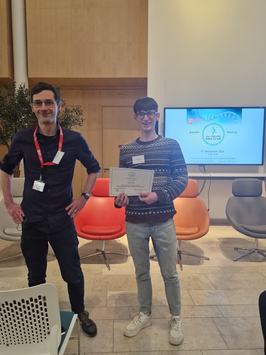 IrishRNA's tweet image. Huge congratulations to the 3 winners of best presentation prizes at our All-Ireland RNA club autumn meeting @QUBelfast: 1. Yifan Yu (UCD) 2. Daragh Morgan (QUB) and 3. Conall Geoghegan Moore (MU). Well done Sponsored by @RNASociety and @lexogen as part of the #RNASalon scheme.
