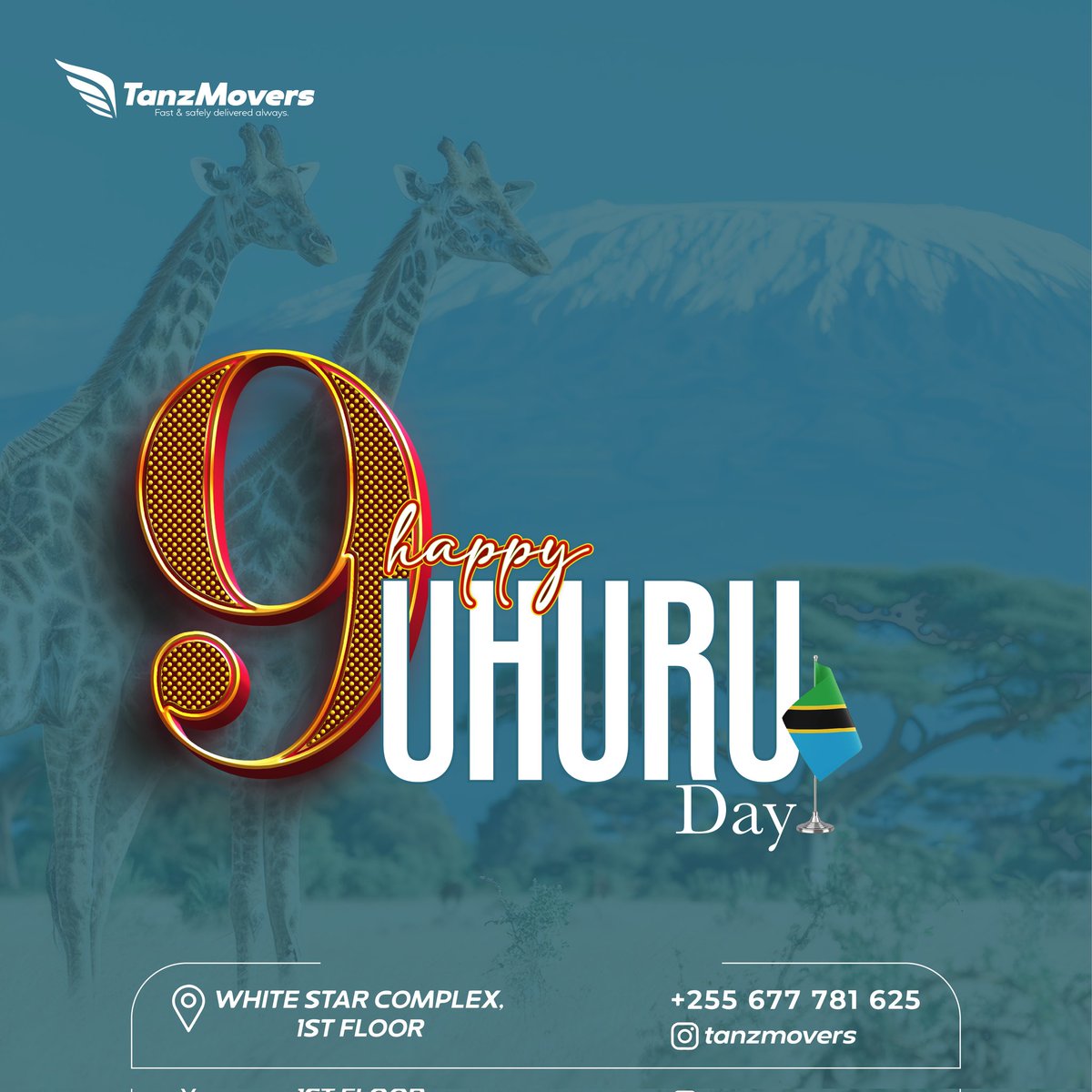 tanzmovers's tweet photo. Uhuru ni tunu ya thamani! TanzMovers inawatakia Watanzania wote Sikukuu njema ya #UhuruDay. Tushirikiane kwa maendeleo na mshikamano! 🇹🇿
📍 White Star Complex, Ghorofa ya 1
📞 +255 677 781 625
📸 @tanzmovers https://t.co/7NQxxPRRPx