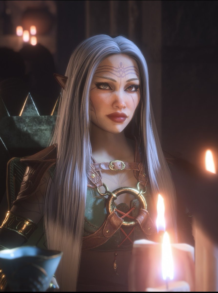 moonpuffxx's tweet photo. Finally got around to posting my rook - my silly sarcastic lord of fortunes elf lady, Lunarisse Laidir! Talk about money and she lights up 👀🌟

#DragonAgeVeilguard #rookreveal #dragonage https://t.co/fEitlhruEM