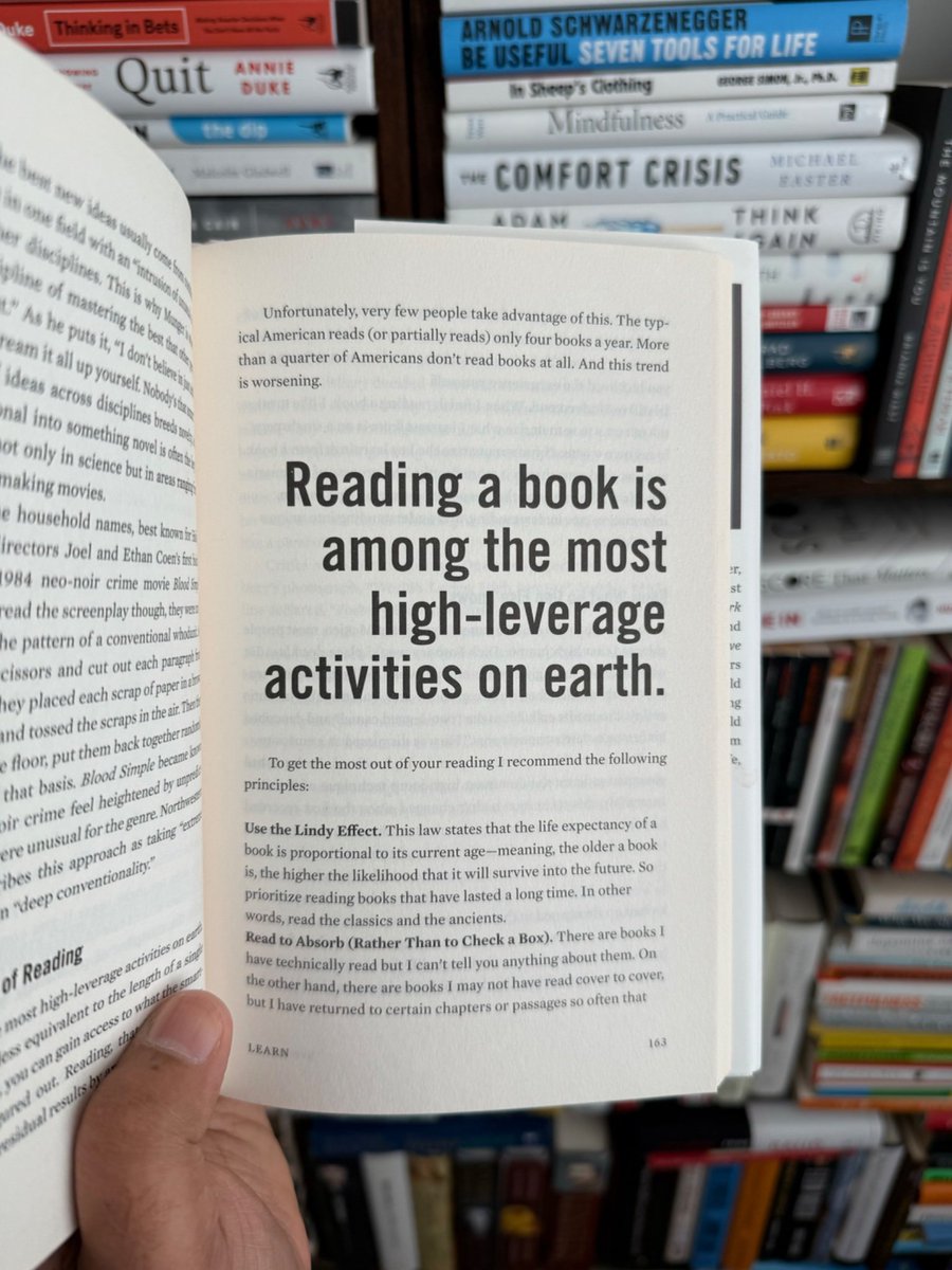 dipeshdj32's tweet photo. Reading a book is one of the highest-leverage ways to invest in yourself. The older the book, the more likely it’s stood the test of time—and the more wisdom it can pass on. #Reading #LindyEffect #lifelonglearning https://t.co/2z48yfvkPv