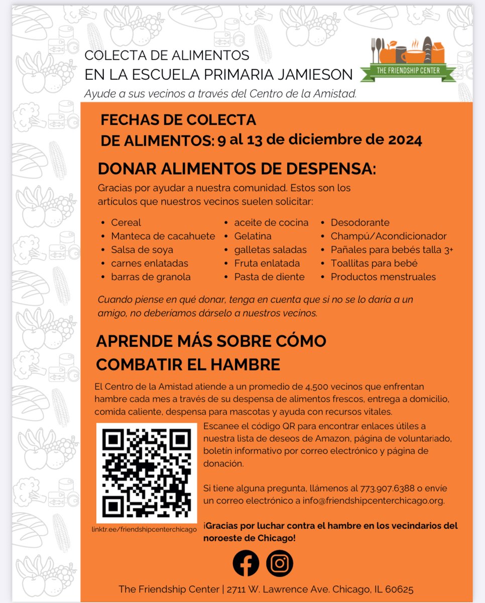 Reminder: Help us support our community! As we approach the holiday season, let’s come together to make a difference. We will be collecting non-perishable food items for our food drive this week. Thank you!