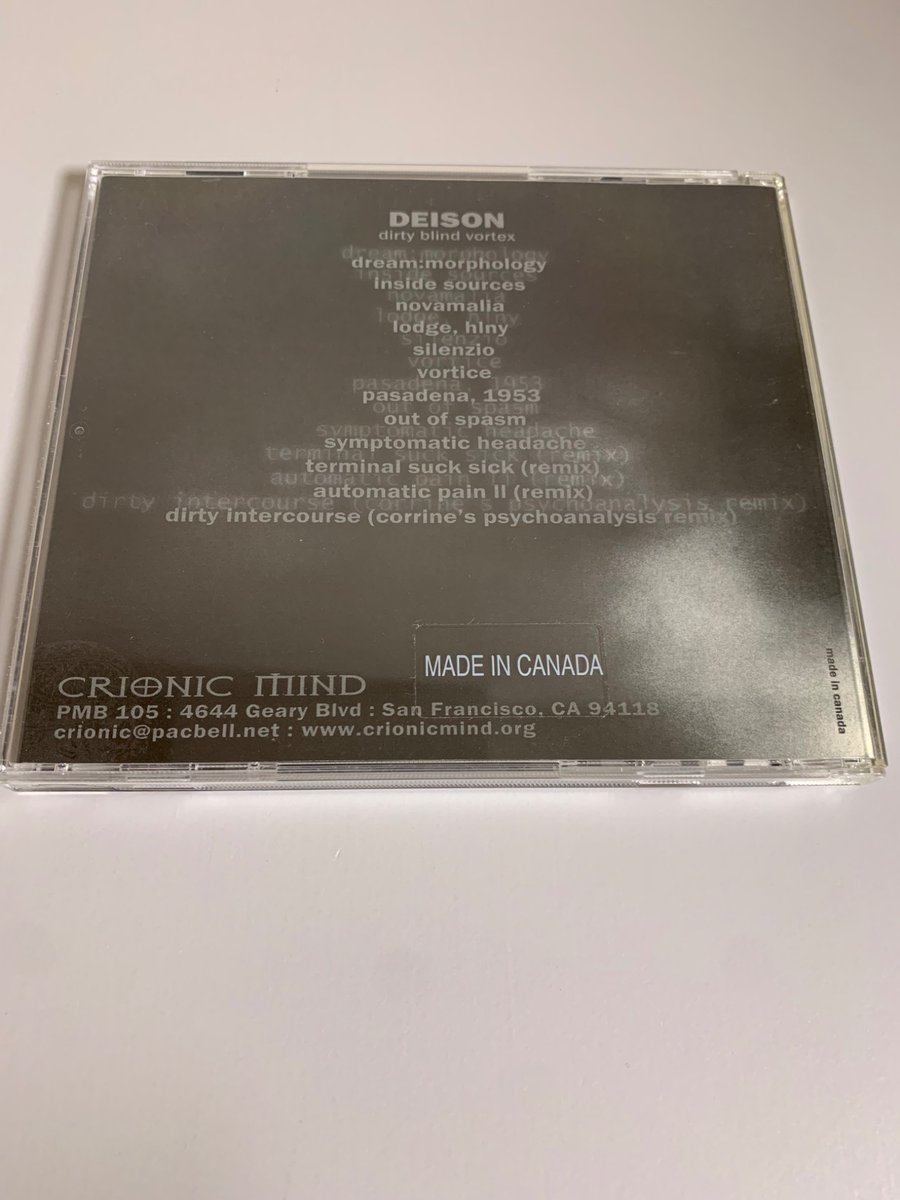 HedorahTribe's tweet photo. Deison - Dirty Blind Vortex 

Crionic Mind - CM006 

#Deison 
#Industrial #Experimental 
#Ambient 
#IndustrialNoise #Electro 
#Noise #harshnoise 
#ハーシュノイズ #Electronic https://t.co/fEvrOnF2th
