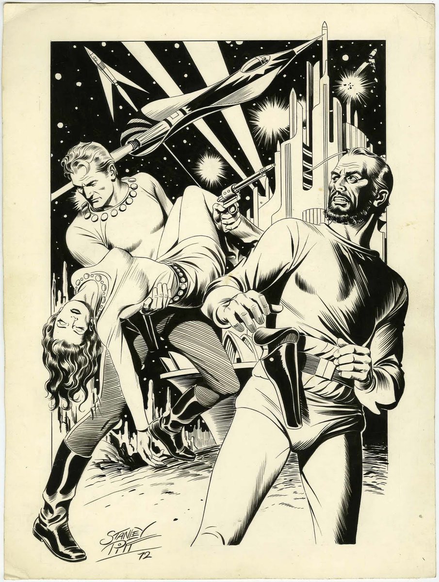 Two gorgeous FLASH GORDON illos by the late and legendary Australian cartoonist Stanley Pitt. The versatility of the brush weight. That bold, Hernandezy skyline. Being able to draw like this, THAT'S science fiction.

(found on the Hairy Green Eyeball blog) 