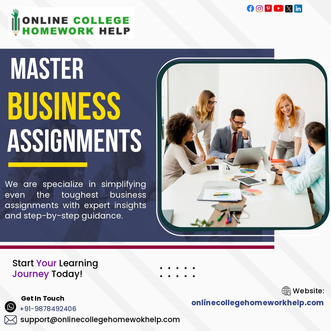 Onlinechwhelp's tweet image. 🔰Your Business Success Starts with Expert Homework Help

✅+91-9878492406
📩support@onlinecollegehomeworkhelp.com
 onlinecollegehomeworkhelp.com/business-homew…

 #businessassignment #businessassignmenthelp #businessconcepts #businesshomeworkhelp #businesstutoring #post #helpwithbusinesshomework