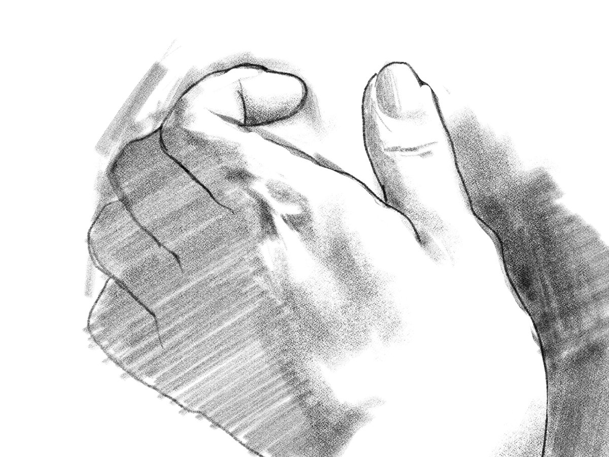 左手のクロッキー37-40。 