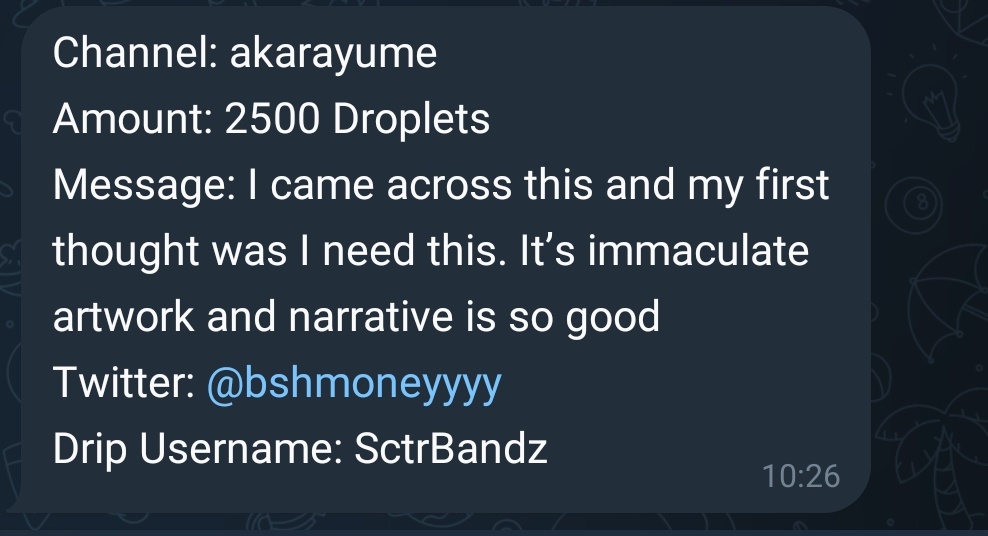 Yoo GM <a href="/bshmoneyyyy/">SctrBandz</a> !!
So glad you're join on this drop!! 😱🔥
It's an honor to receive such beautiful words from you, fam! 😁

Thank you so much

#Akarayume #Solana <a href="/drip_haus/">DRiP 💧</a>