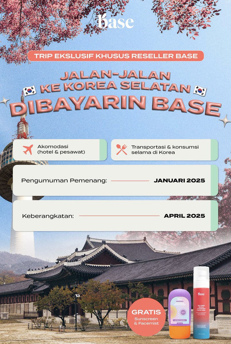 itsmybase's tweet photo. Jalan-jalan ke Korea Selatan ditraktir BASE? 👀✨

#ItsMyBASE #GiveawayTrip https://t.co/ANUE8LQLiv
