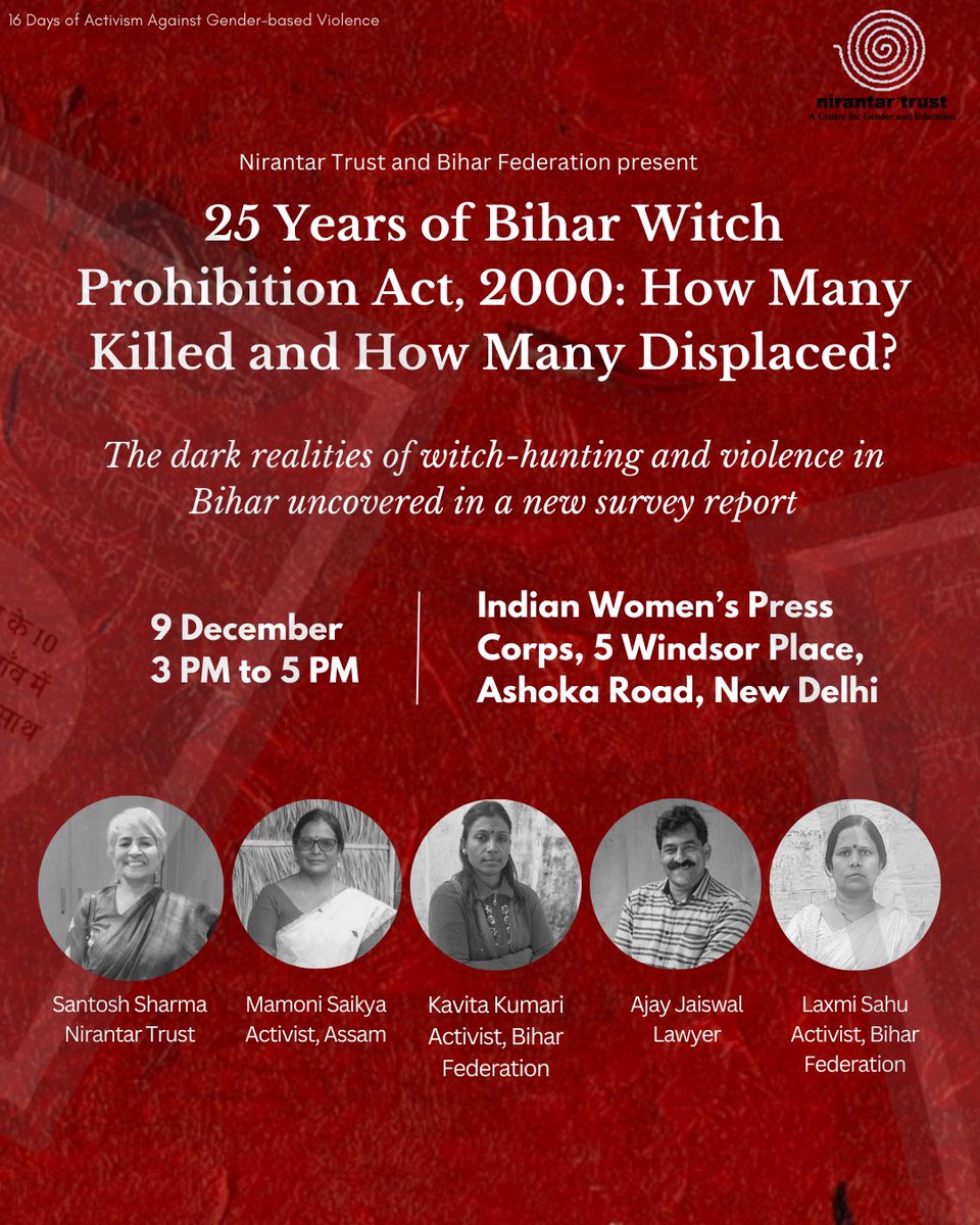 Today, at the Indian Women's Press Corps. Please do join. 

#genderbasedviolence #witchhunting