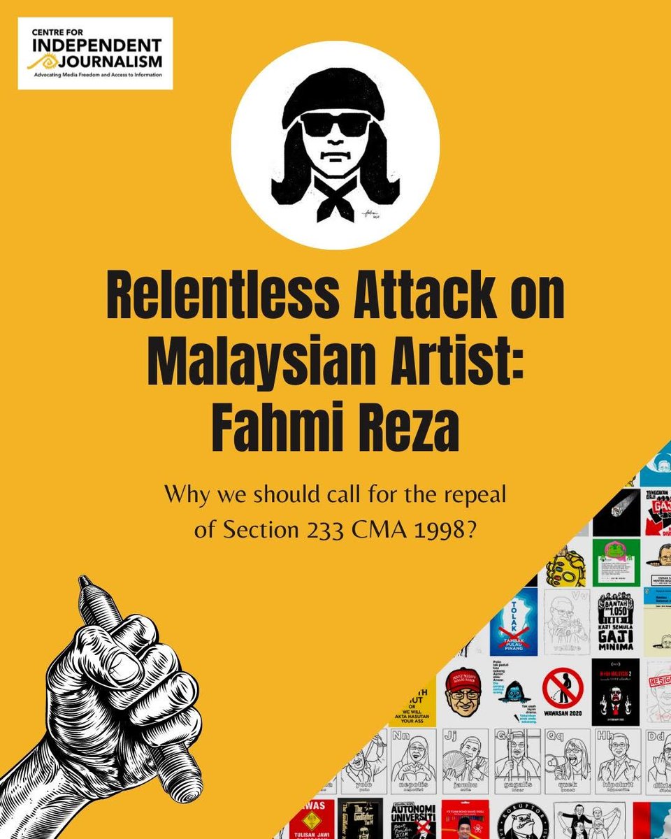 #repost We remind everyone what happened to <a href="/kuasasiswa/">Fahmi Reza</a>.

CMA Amendments being tabled for 2nd reading today will make #AktaSakitHati more powerful. 
 
Tag your MP!

Send it back to the PSSC on Human Rights, Elections &amp; Institutional Reform. We need more time for consultation! 🧵