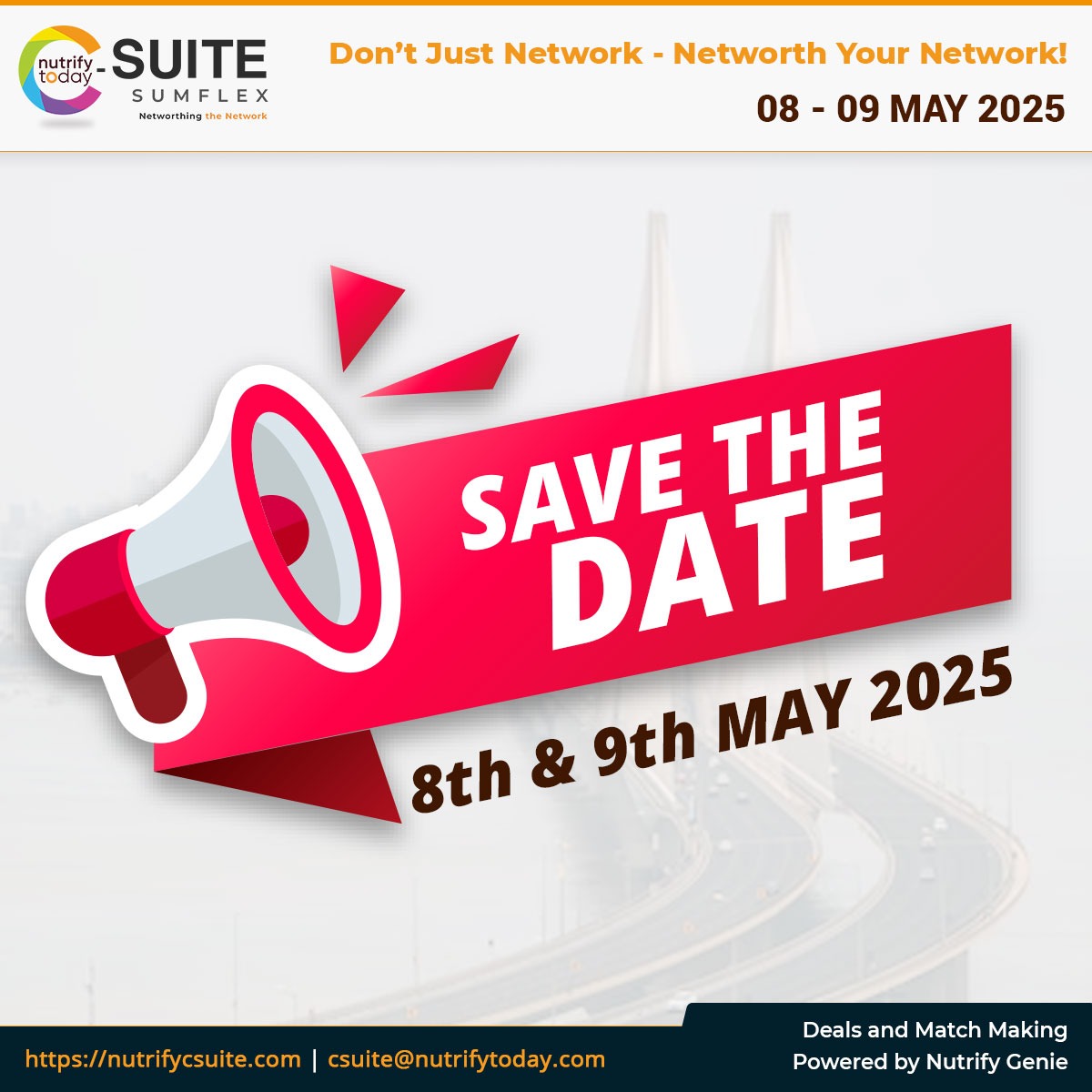 NutrifyToday's tweet photo. Special Announcement for NutrifyToday’s 5th Anniversary &amp; the 4TH EDITION of NutrifyToday C Suite Sumflex 2025.
Exciting Expansion: Now spanning TWO VENUES designed to create an expansive, unparalleled experience!
NEW DATES: 8th &amp; 9th May 2025

Website: https://t.co/2lkodBPIQ6 https://t.co/FVMTBMQEoP