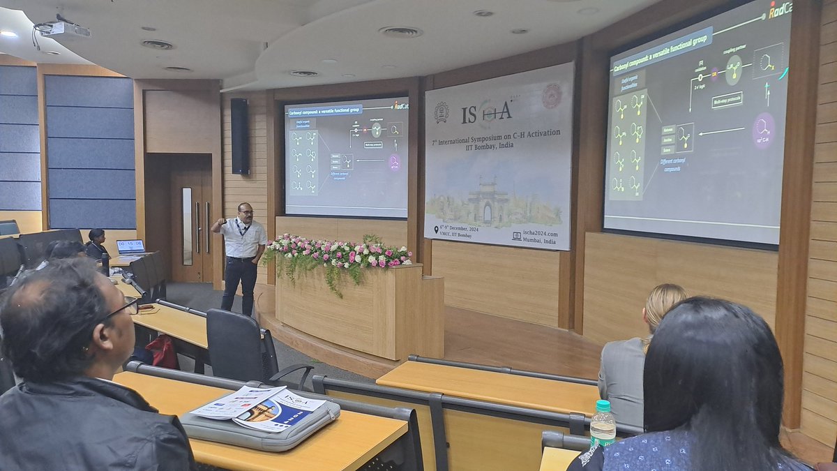 ischa2024's tweet photo. Fabulous works on Transfer carbonyl chemistry utilizing Nickel/photoredox catalysis 🎊. Thought provoking lecture from Prof. @RadCatGroup from @iacskolkata. 
#ischa2024 https://t.co/tybbMCGOFh