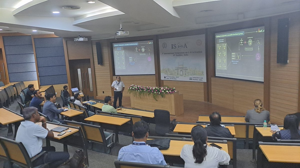 ischa2024's tweet photo. Fabulous works on Transfer carbonyl chemistry utilizing Nickel/photoredox catalysis 🎊. Thought provoking lecture from Prof. @RadCatGroup from @iacskolkata. 
#ischa2024 https://t.co/tybbMCGOFh