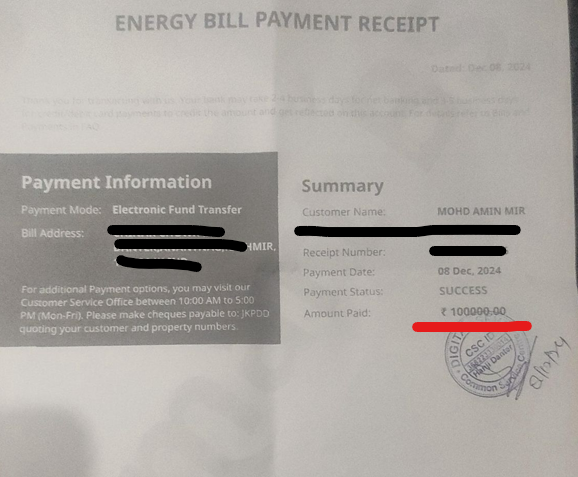 kpdcloffice's tweet photo. Kudos to this 👇 domestic consumer, who paid Rs. 1 lakh principal amount to settle his bills with #KPDCL by claiming waiver on late payment surcharge under #PowerAmnestyScheme in #ESD 📍 Anantnag 🙏: Er. Bashir A. Bhat, SDO.
@diprjk @OfficeOfLGJandK @nasirsogami @DullooAtal https://t.co/gj0wlbyMpM