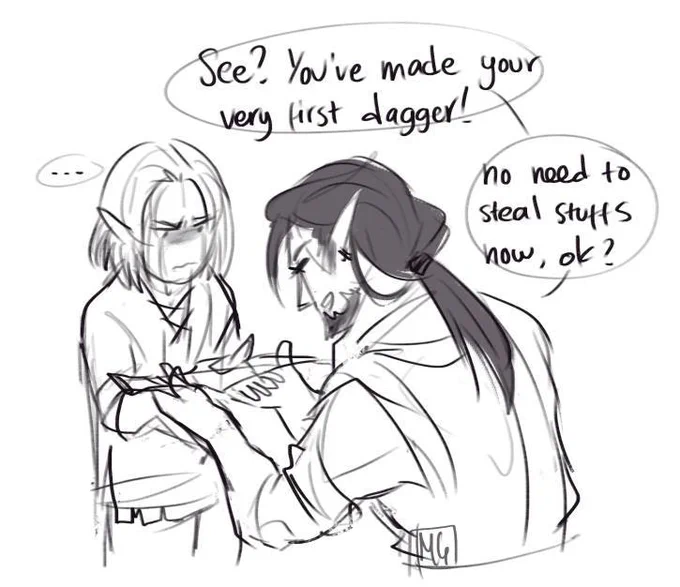 (VERY OLD DOODLE) [OU] He was (still is) a nuisance to everyone in town. Until a blacksmith was kind &amp; stern enough to pick him up and assign him as a blacksmith apprentice. Still when he's older he still causes trouble for everyone LMAO. 