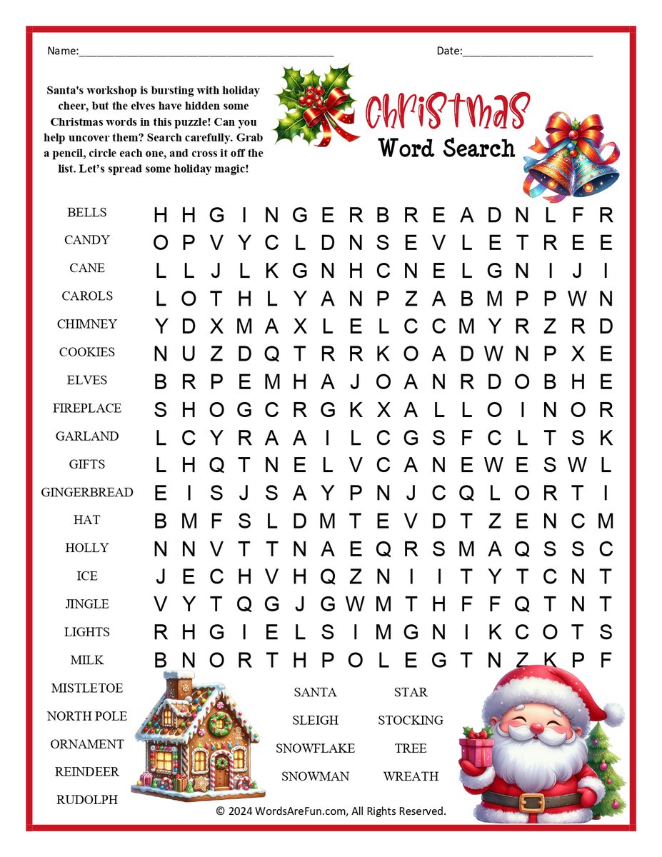 Words_Are_Fun_'s tweet photo. Get ready for some festive fun with this Christmas word search for kids! Packed with cheerful holiday words, it's the perfect way to keep little ones entertained while spreading the joy of the season. https://t.co/lIjKSIosXd #wordsearch #freeprintables #holiday #Christmas https://t.co/Lz2inw1JoT