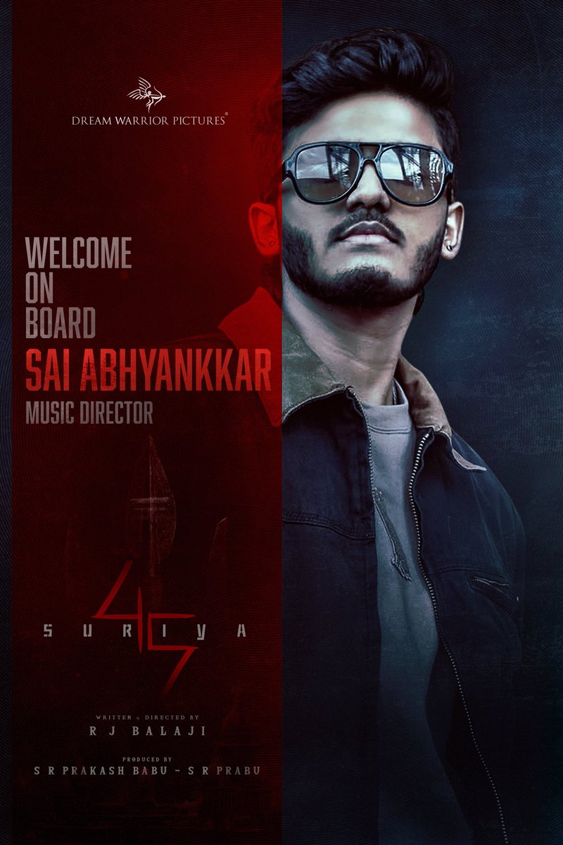 We're thrilled to welcome <a href="/SaiAbhyankkar/">abhyankkar</a>, a rising star in the music industry, to #Suriya45.

<a href="/Suriya_offl/">Suriya Sivakumar</a> <a href="/dop_gkvishnu/">GK Vishnu</a> <a href="/RJ_Balaji/">RJ Balaji</a> <a href="/prabhu_sr/">SR Prabu</a>
